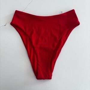Red High-Waisted Bikini Bottom